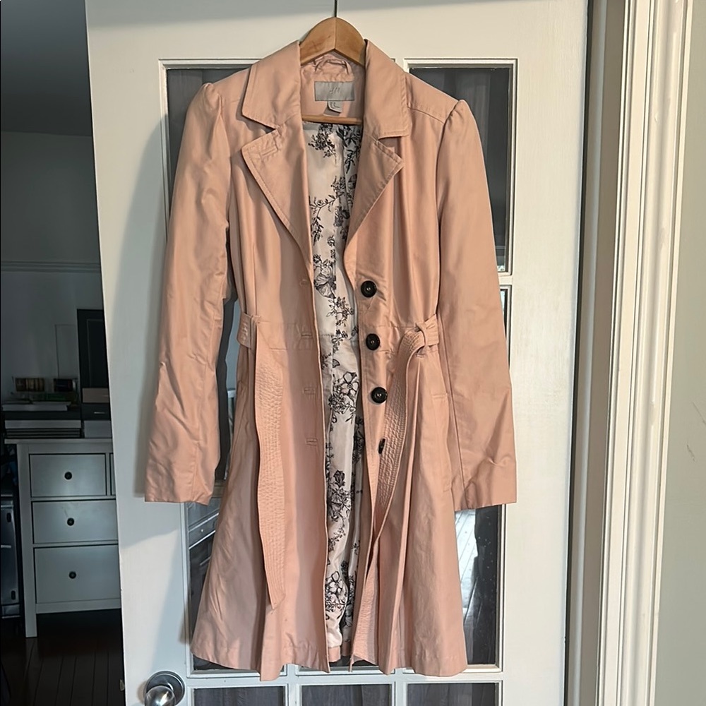 Elegant Pink Women's Trench Coat